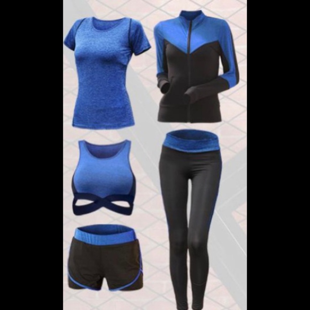 New Spandex 5 Piece Yoga Gym Set